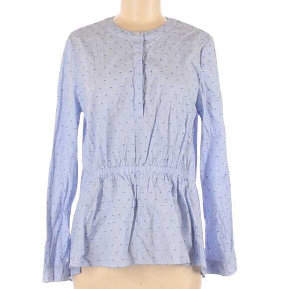 Halogen | Blue Stripe & Dot Print Popover Top Size Medium - Picture 5 of 6